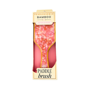 One unit of Pearlessence Bamboo Mother of Pearl Paddle Brush - PE 101 -Pink/White