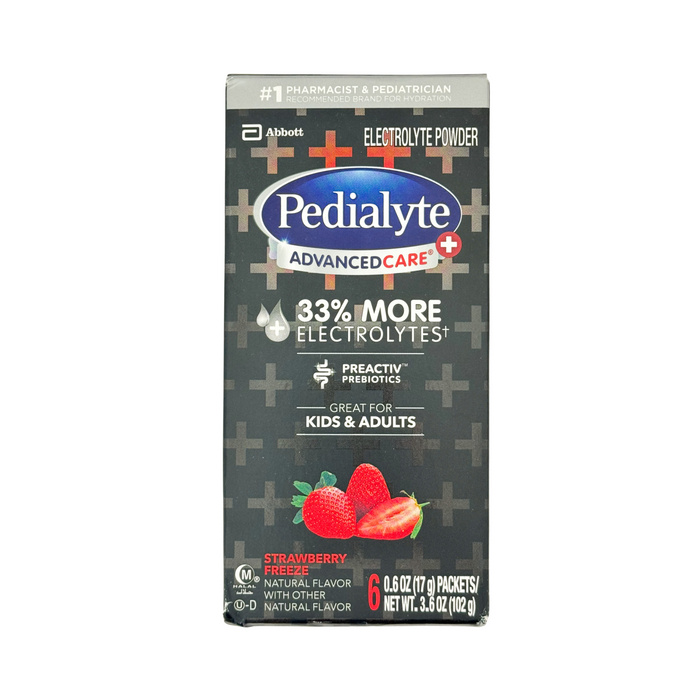 Pedialyte Electrolyte Powder Strawberry Freeze 6 x 0.6 oz packets