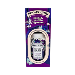 Poo-Pourri orchid vanilla blossom packaging on a white background