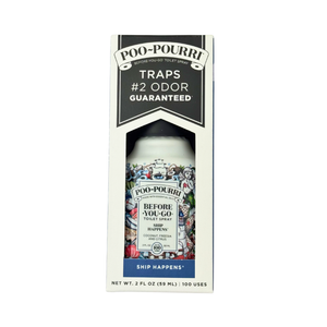 One unit of Poo-Pourri Toilet Spray - Ship Happens 2 fl oz -  Travel Size bottle in packaging on a white background