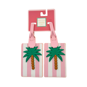 One unit of Ruby + Cash 2pk Luggage Tags with Palm Tree - Pink/White/Green