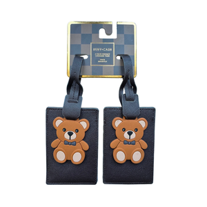 One unit of Ruby + Cash 2pk Luggage Tags with Teddy Bear - Brown
