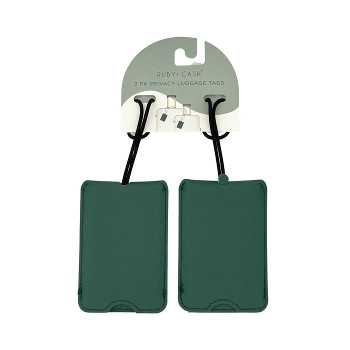 Ruby + Cash 2pk Privacy Luggage Tags - Emerald Green
