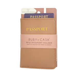 One unit of Ruby + Cash RFID Passport Holder - Apricot