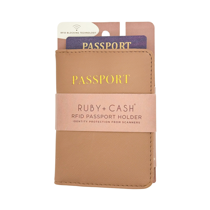 Ruby + Cash RFID Passport Holder - Apricot