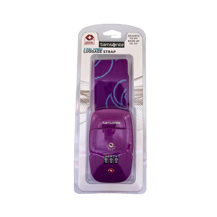 Samsonite 3 Dial Combo Luggage Strap Ultraviolet 72"