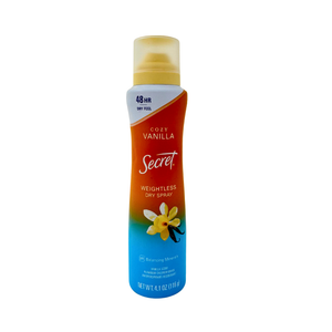 One unit of Secret Antiperspirant Deodorant Weightless Dry Spray  4.1 oz - Cozy Vanilla