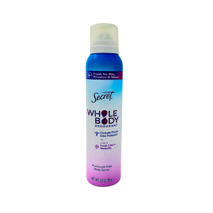 One unit of Secret Whole Body Deodorant Aluminum Free Body Spray  3.5 oz - Fresh Lilac + Water Lily