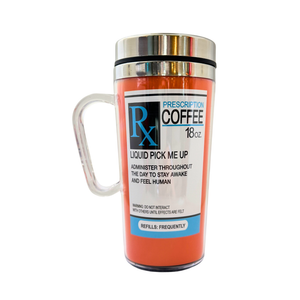 One unit of Stainless Steel and Acrylic Prescription Coffee Mug 18 0z