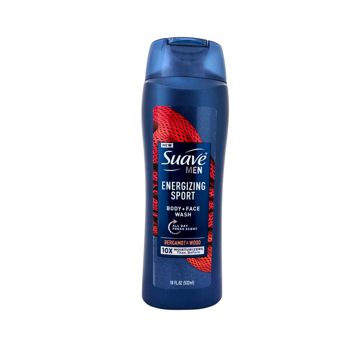 Suave Men Energizing Sport Body, Face Wash Bergamot & Wood 18 fl oz