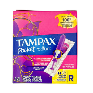 One unit of Tampax Pocket Radiant Regular Unscented 14 Tampons