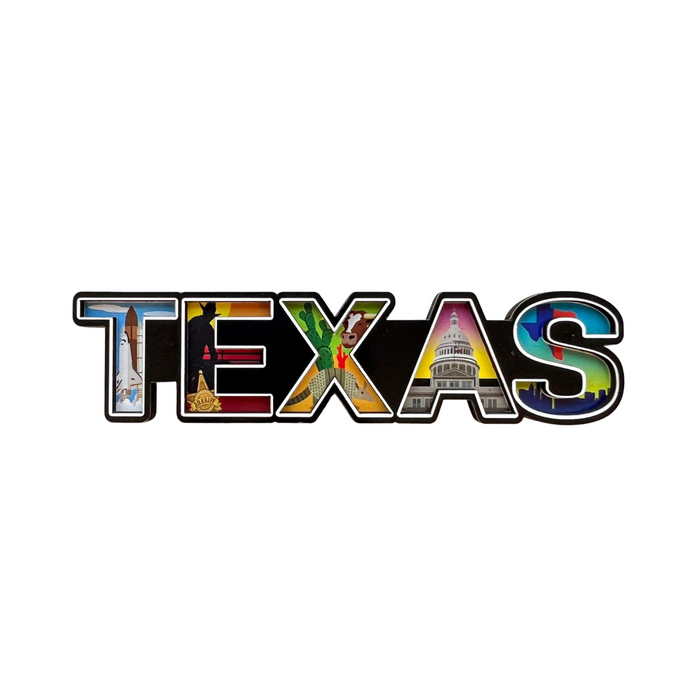 Texas 3D Text Wood Magnet