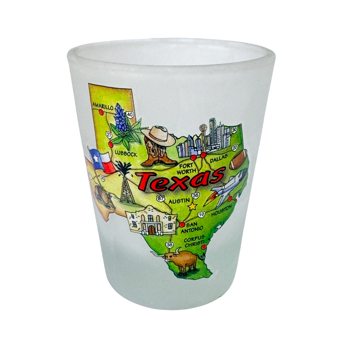 Texas Artwood Map Shot Glass