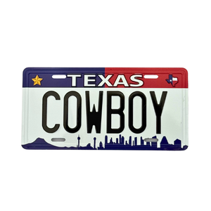 One unit of Texas Cowboy License Plate Magnet 3.5 in x 1.75 in