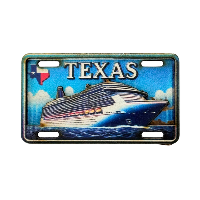 Texas Cruise Ship Wood Magnet