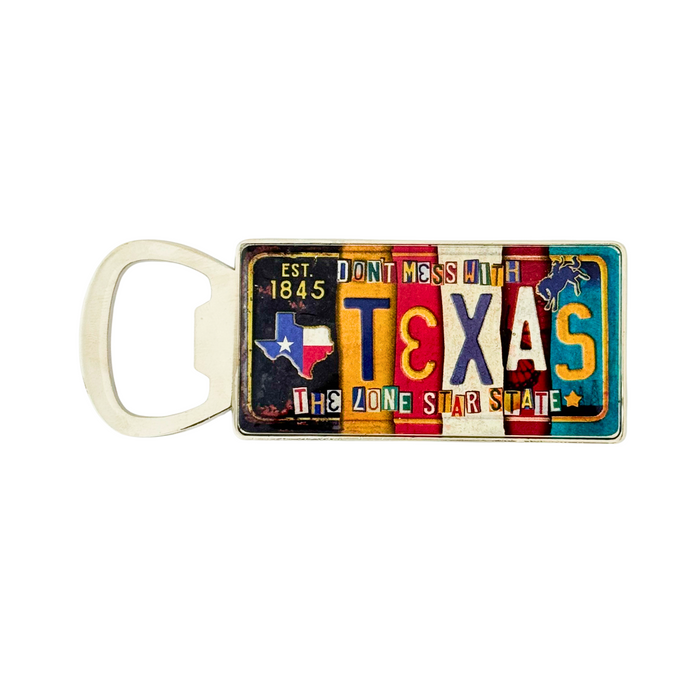 Texas License Plate Bottle Opener Magnet