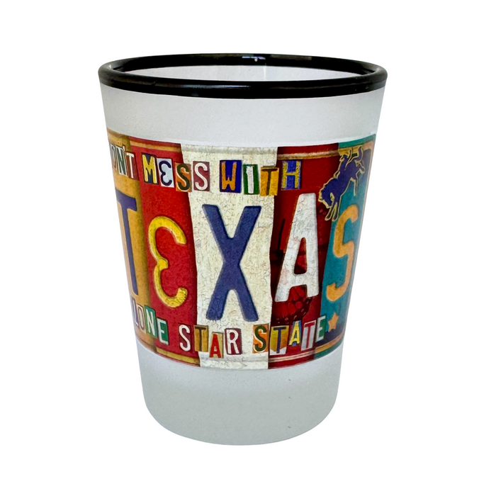 Texas License Plate Frosted Shot Glass