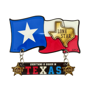 One unit of Texas State Shape Flag Theme 3D Dangle Magnet
