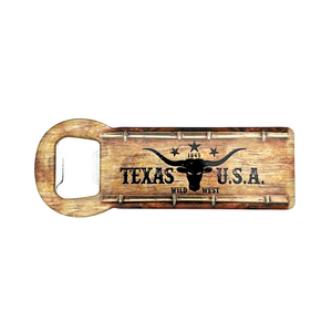 One unit of Texas USA Wild West Magnet with Bottle Opener
