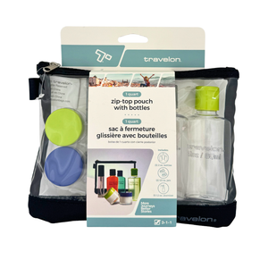 One unit of Travelon 1 Quart Zip-top Pouch with Bottles - Black