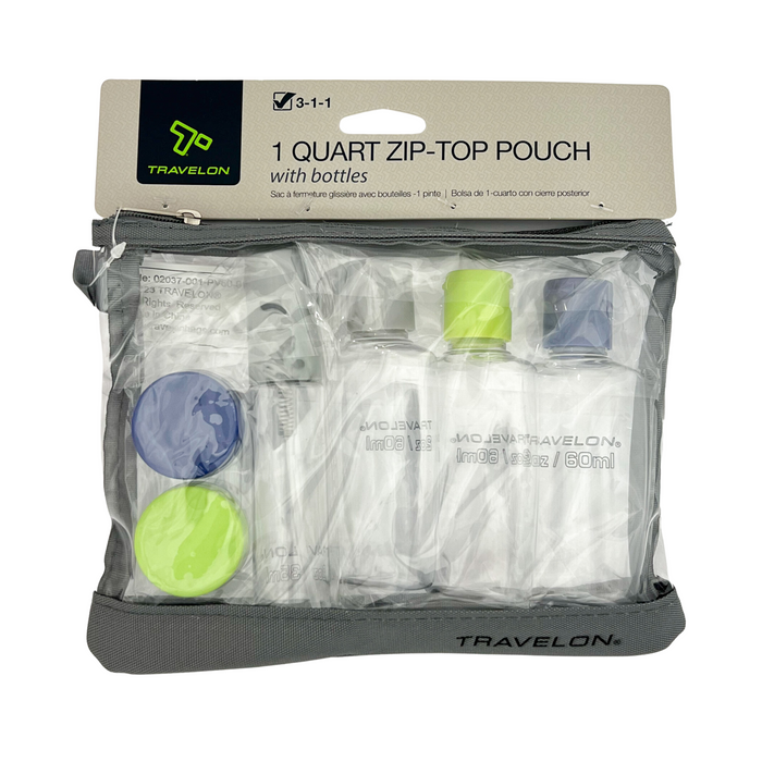 Travelon 1 Quart Zip-top Pouch with Travel Bottles