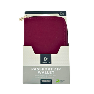One unit of Travelon Passport Zip Wallet - Wine