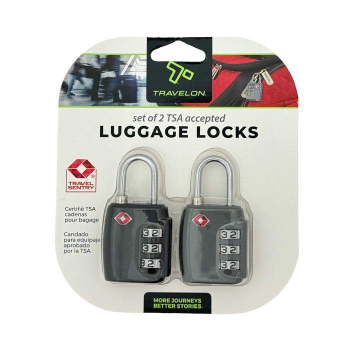 Travelon Set of 2 TSA Accepted Luggage Locks - Black and Gray