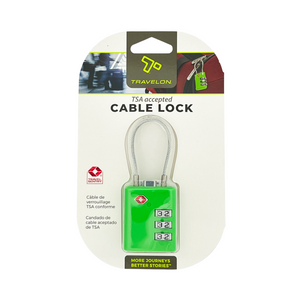 One unit of Travelon TSA Accepted 3-Dial Cable Lock - Green