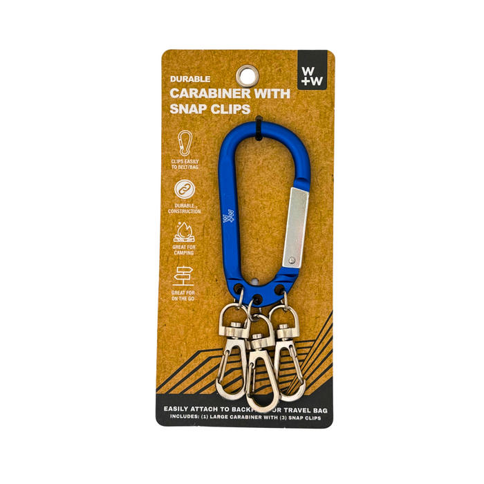 W + W Durable Carabiner with Snap Clips - Blue
