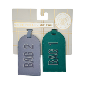 One unit of Wandering Moon Set of 2 Luggage Tags - Bag 1 Bag 2 - Gray and Green