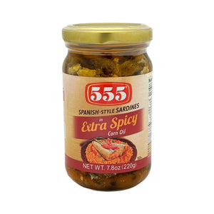 One unit of 555 Spanish Style Sardines in Corn Oil Extra Spicy 7.8 oz