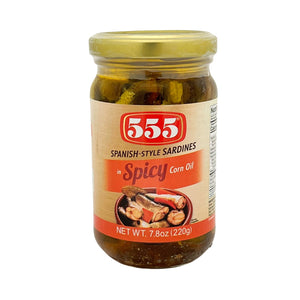 One unit of 555 Spanish Style Sardines in Corn Oil Spicy 7.8 oz
