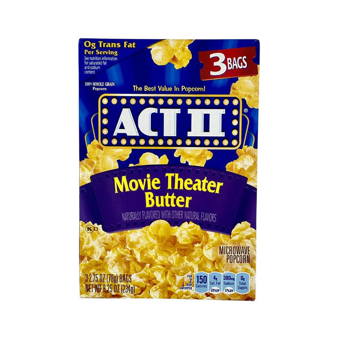 ACT II Movie Theater Butter Popcorn 3 Bags 2.75 oz