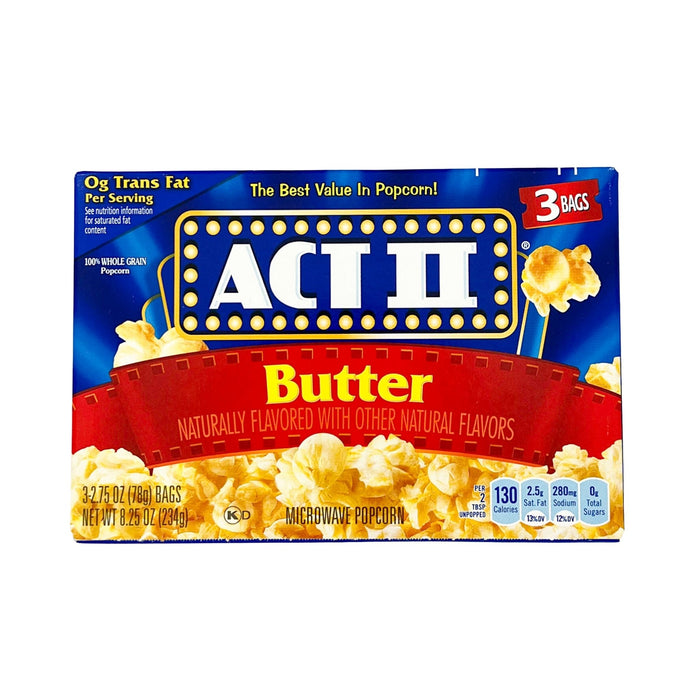Act II Butter Microwave Popcorn 3 2.75 oz Bags
