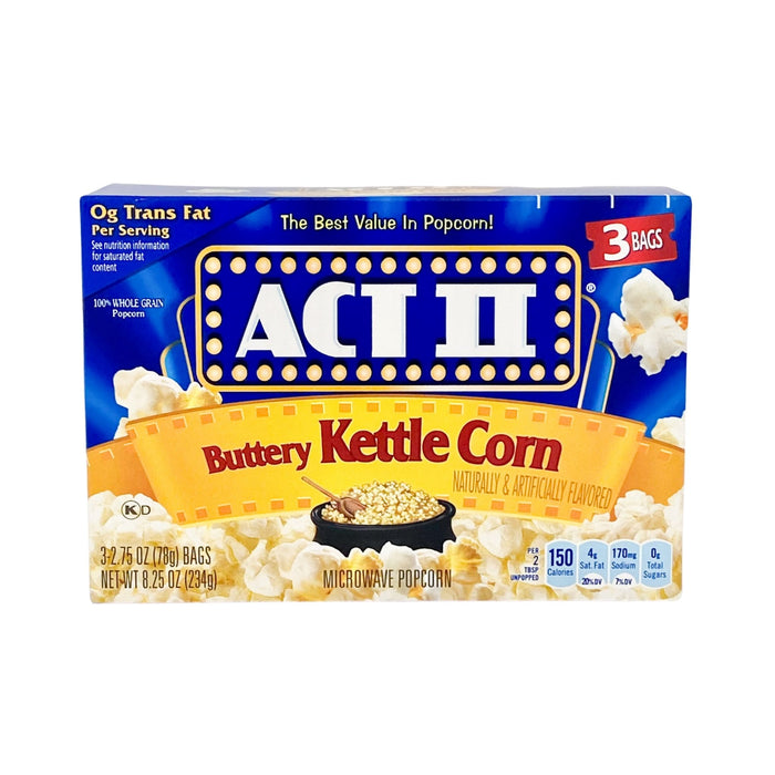 Act II Buttery Kettle Corn Microwave Popcorn 3 2.75 oz Bags