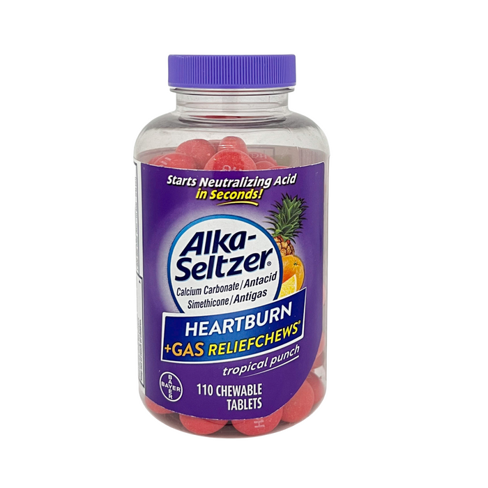 Alka Seltzer Heartburn Relief + Gas Relief Chews Tropical Punch 110 Chewable Tablets