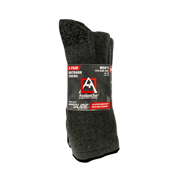 Avalanche Outdoor Men's Crew Socks 4 pair Black/Gray