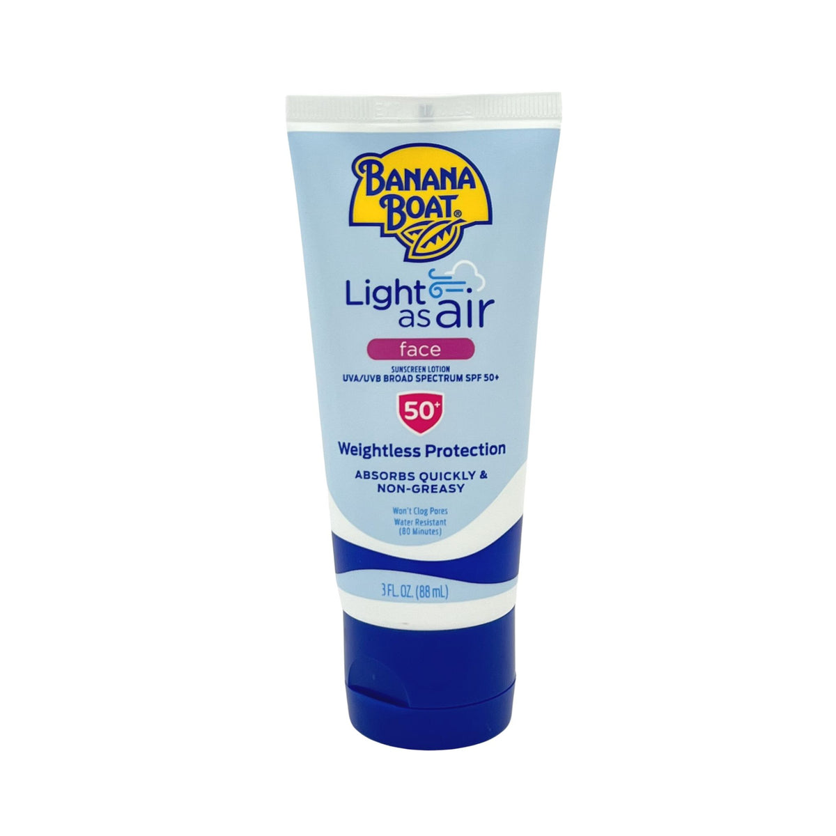 Banana Boat Light as Air Face Sunscreen Lotion SPF 50 Travel Size 3 fl