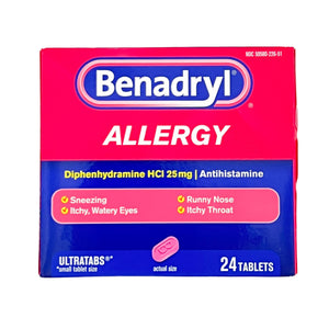 One unit of Benadryl Allergy Antihistamine Ultratabs 24 Tablets
