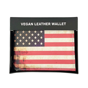 One unit of Bifold Vegan Leather Wallet - Vintage American Flag