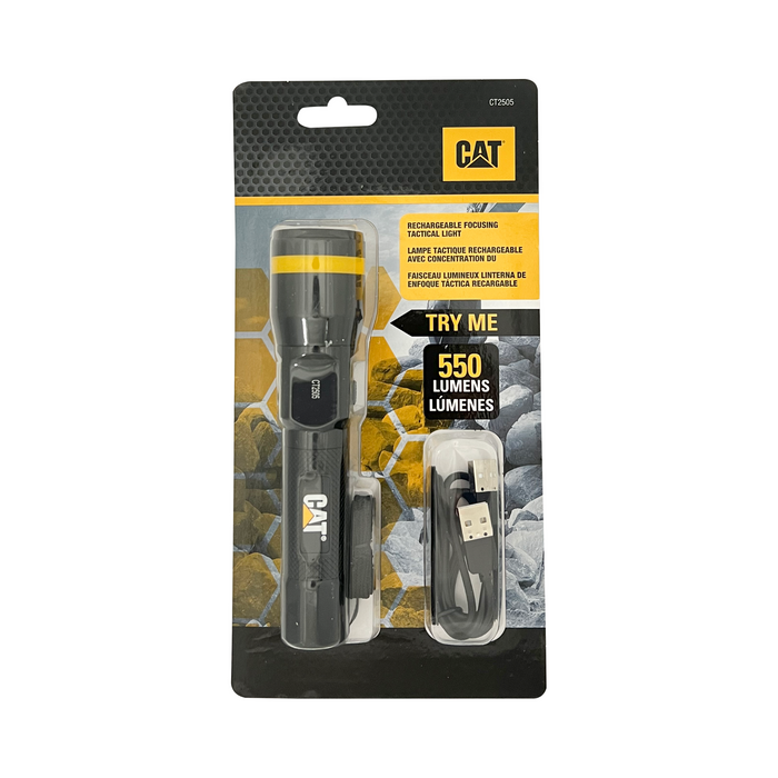 CAT Rechargeable Focusing Tactical USB Flashlight 550 Lumens