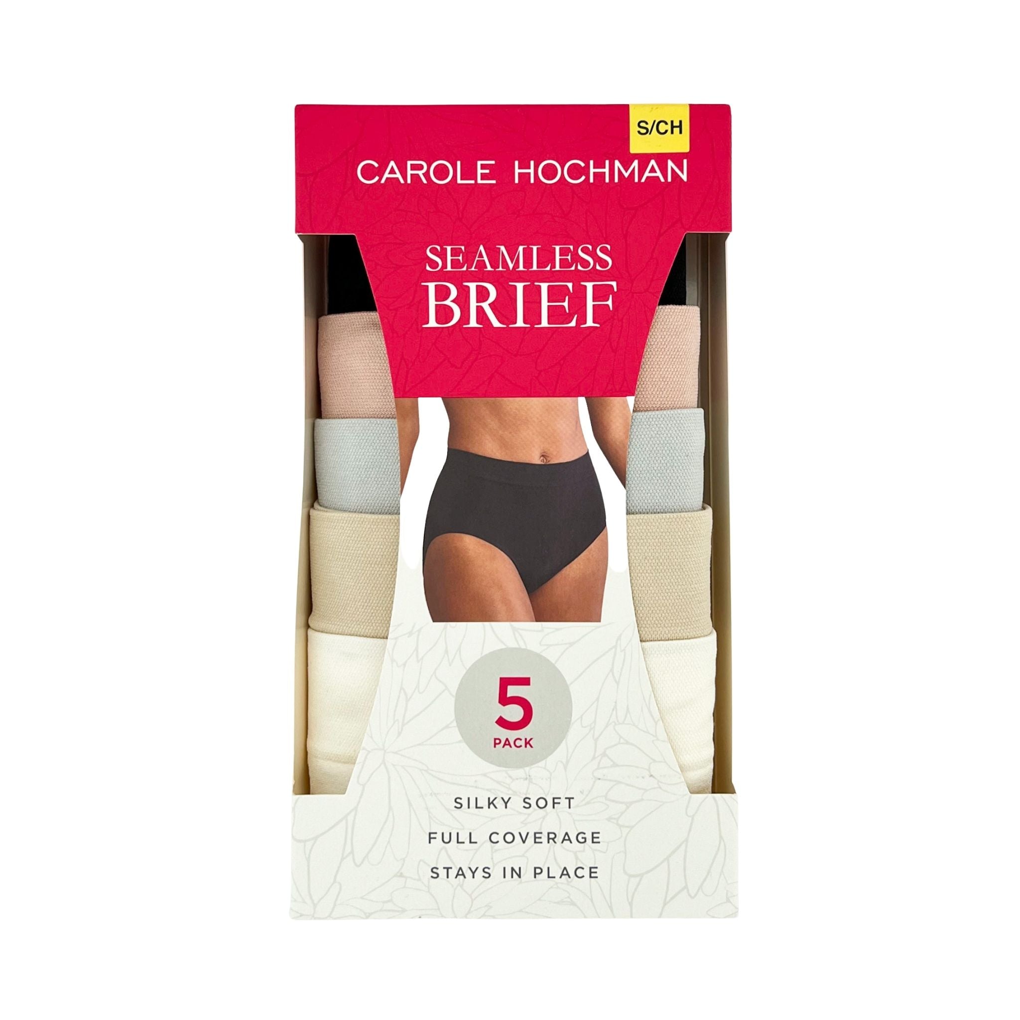 Carole Hochman Women's 5-Pack Seamless Full Coverage Briefs, Basic