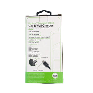 Chargeworx Lightning USB Cable, Car & Wall Charger - Back Box