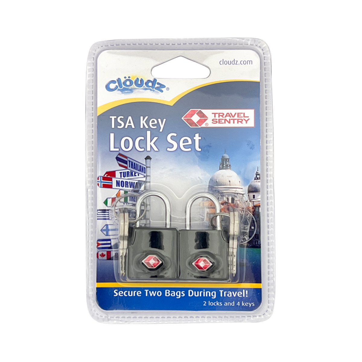Cloudz TSA Key Lock Set 2 locks 4 keys - Black