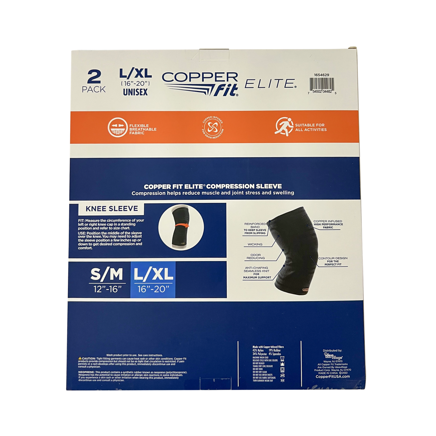 Copper Fit Elite Compression Knee Sleeve 2 pack Large/X Large