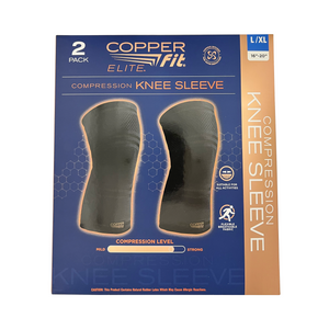 One unit of Copper Fit Elite Compression Knee Sleeve 2 pack Large/X Large