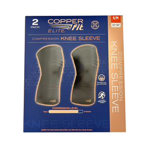One unit of Copper Fit Elite Compression Knee Sleeve 2 pack Small/Medium