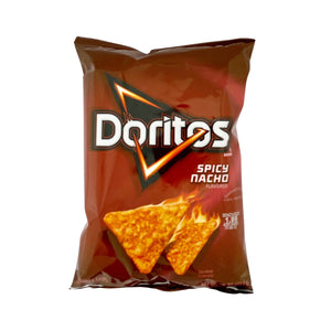 One bag of Doritos Spicy Nacho Tortilla Chips 2 3/4 oz