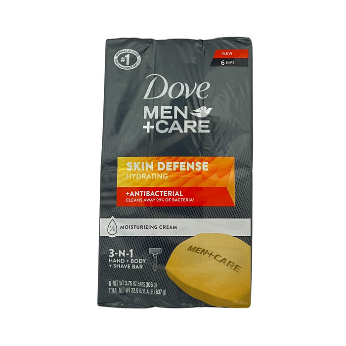 Dove Men + Care 3 in 1 Hand, Body + Shave Bar - Skin Defense Hydrating Antibacterial 6pc x 3.75 oz