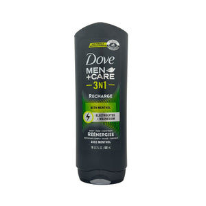 One unit of Dove Men + Care 3 in 1 Recharge with Menthol Hair, Body and Face Wash 18 oz